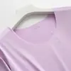 Verão Novo Feminino Sem Marcas Seda Gelada Camiseta Manga Curta Gola Redonda Esportes Fitness Corrida Alta Elasticidade Slim Fit Secagem Rápida