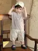 Conjunto de Duas Peças Calça Estampada de Manga Curta para Meninos Verão 2026 Roupas de Desenho para Bebês Estilo Fino Roupa de Manga Curta para Meninos de Um Ano