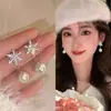 Otoño e Invierno 2025 Atmósfera Navideña Aretes de Perla Copo de Nieve Nuevo Estilo Popular Pendientes y Accesorios para Orejas de Gama Alta