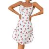 Fuente transfronteriza Europa y Estados Unidos comercio exterior lencería sexy tirantes sexy para mujer vestido para casa con estampado de cereza y corazón camisón