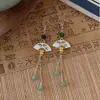 Novos Brincos de Gancho de Bambu Estilo Chinês Estilo Mori Super Fada Brincos em Forma de Leque Acessórios Elegantes Retrô para Cheongsam Hanfu Brincos de Estilo Étnico