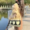 Nova Bolsa Simples de Tecido, Bolsa de Ombro de Grande Capacidade, Moda Versátil Estilo Coreano Celebridade da Internet, Bolsa de Crochê Vazada para Mulheres