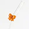 Pajita de vidrio de borosilicato con codo para batido, pajita para jugo de leche, pajita de vidrio de mariposa de colores para el amor