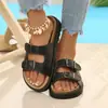 Nuevas Sandalias Frescas Estilo Romano Verano 2026 para Mujer, Comercio Transfronterizo, Suela Gruesa, 3 Colores, Sandalias Slip-On de Punta Redonda