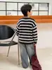 Suéter infantil Aimobebe, versátil para otoño e invierno, suave y cómodo suéter de rayas con cuello redondo, tejido de bloques de color moderno para niños y niñas