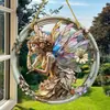 Letrero Colgante de Disco Plano Acrílico Creativo Transfronterizo con Imagen de Princesa Fantasía Cuento de Hadas Belleza, Decoración de Ventana Atrapasoles, Letrero de Porche