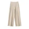 ¡La tela tiene una caída preciosa! Nuevos pantalones de punto de lana otoño/invierno para mujer, estilo holgado de pierna ancha, adecuados para usar como prenda exterior, diseño de pierna recta, pantalones largos para figuras petite
