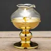 Lámpara de aceite a prueba de viento de aleación plato de aceite lámpara de mantequilla líquida Marco de mecha regulable pantalla de vidrio Salón de Buda Lámpara Everbright
