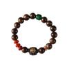 Pulseira National Tide Artística Retro Simples 2024 Boa Sorte Kalimantan Black Oil Agarwood [Five Way God of Wealth] Pulseira