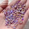 Broca para uñas de diamante roto de fondo plano con espíritu cálido, joyería mixta al por mayor, broca para uñas de diamante de color blanco aurora con forma de diamante de vidrio