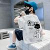 Camiseta de Algodón para Niños Manga Corta Verano Nuevo Niños Bebé Manga Corta Moderna T-boys Diseño Impreso Tie-dye Top