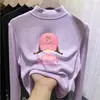 Camiseta térmica de forro polar para niña con cuello alto medio, ropa infantil de dibujos animados para primavera/otoño/invierno, top interior cálido para niños, moderno