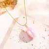 Collar de Acero Titanio Grueso Trenzado de Resina Colorida Forma Ovalada para Mujer, Joyería Transfronteriza, Diseño Ins de Nicho, Sensación de Alta Gama y Elegancia