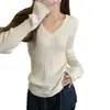 Suéter de Punto Canalé con Cuello en V para Mujer, Colección Primavera 2026, Corte Ajustado, Favorecedor, Top Puro y Atractivo