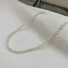 Colar de Pérolas Naturais de Água Doce com Pérolas Mini Irregulares em Forma de Orelha, Corrente para Clavícula em Prata 925