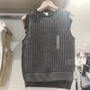 Suéter de punto fino para mujer, sin mangas, cuello redondo, de malla, corto, prenda exterior para aire acondicionado, nuevo estilo verano 2024 467796