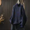 Suéter de cuello medio para mujer Otoño e Invierno 2025 Nuevo Estampado de Flores Talla Grande Super Bonito Estilo Relajado Perezoso Top