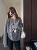 Suéter Tricot Jacquard Pesado Preguiçoso e Estiloso Blusa Tricô Gola Redonda Solta Emagrecedora Feminina 26 Outono Inverno Novo H100312