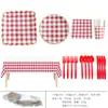 Série Xadrez Vermelho Transfronteiriça Festa Temática Conjunto Descartável de Louça Prato de Papel Toalha Layout de Cena de Aniversário