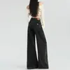 Jeans negros y grises holgados de pierna ancha para mujer, nuevo modelo 2026, de cintura alta, adelgazantes, fluidos, pantalones casuales de pierna ancha, largo cropped para mujer