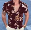 Camisa Masculina Estampa Digital 3D Street Havaiana Folhas Frescas Casual Camisa Masculina Manga Curta Camisa de Exportação