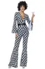 Nuevo traje de Halloween para hombre, pareja retro de los años 70, estilo europeo y americano, discoteca, hippie, baile, actuación para adultos