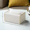 Los fabricantes de cajas de pañuelos pueden personalizar cajas de pañuelos de cuero modernas y sencillas para oficinas y hoteles, cajas de servilletas de lujo ligero