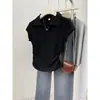 Dropshipping Transfronterizo Verano Chica Caliente Cintura Delgada Aspecto Adelgazante Hombro Derecho Camiseta de Manga Corta Polo Asimétrico para Mujer