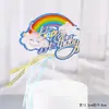 Arco Iris Decorativo Colorido Tarjeta Inserto para Pastel Pastel de Cumpleaños Estrellas Dorada Rosa Azul Enchufe Decoración de Postre para Hornear Inserto