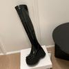 Botas de Estilo Fresco y Sofisticado con Cremallera Lateral Hasta la Rodilla Elásticas 2025 Nuevo Diseño de Nicho Suela de Plataforma Tacón Súper Alto Botas Largas