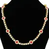 Cadena de eslabones cubanos con diamantes Rai y diamantes rojos de moda, cadena para el cuello de calle Hip Hop europea y americana para hombres, cadena para el cuello de discoteca