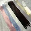 Peluca para muñeca BJD multicolor opcional, 60 cm de largo, cabello liso, estilo extendido en blanco, cabello que se puede peinar a mano