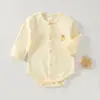 Body de Algodão Puro para Bebê, Manga Longa, Triângulo, Primavera e Outono, Fecho Inferior, Sem Ossos