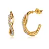 Pendientes versátiles de estilo ins transfronterizos europeos y americanos de nicho con circonita, acero inoxidable 304 de lujo ligero, a la moda con diamantes