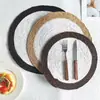 Jogos americanos redondos trançados, tapetes de plástico PP isolantes de calor, porta-copos e porta-tigelas de estilo simples, tapetes decorativos à prova d'água para mesas de jantar em casa