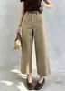 Conjunto Feminino Petite Calça Cropped, Outono 2026 Novo Cintura Alta Emagrecedor Cáqui Reta Casual
