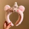 Faixa de cabeça fofa com orelhas de panda para lavar o rosto, faixa de cabeça de pelúcia de desenho animado com coroa alta para mulheres, faixa para maquiagem e lavar o cabelo, acessório de cabelo