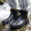 Botas de Chuva Curtas Antiderrapantes da Moda Sapatos Botas de Chuva Impermeáveis para Exterior Sapatos de Borracha Resistentes ao Desgaste para Trabalho na Cozinha Pesca Sapatos de Água