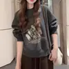 Sudadera Redonda con Estampado de Letras Estilo Americano para Mujer 2026 Otoño Nuevo Estilo Holgada Adelgazante Estilo Perezoso Manga Larga Top A8609