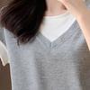 Conjunto de Falso Dos Piezas Estilo Waffle para Mujer, Atuendo de Moda Petite, Conjunto Deportivo de Dos Piezas con Shorts de Manga Corta Adelgazantes para Verano
