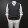 Colete de tricô para comércio exterior transfronteiriço, suéter de negócios masculino, colete de lã para meia-idade, 270 gramas, 12 pontos