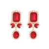 Pendientes de Rombo Geométrico Retro Europeos y Americanos de Color Verde Estilo Lujo Ligero Transfronterizo Pendientes Exquisitos Franceses de Perlas de Imitación
