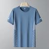 Nova Camiseta de Seda de Gelo de Verão Masculina Secagem Rápida Esportiva Lazer Masculina de Manga Curta Tecido de Ar Condicionado Cor Sólida Camiseta Masculina de Manga Curta