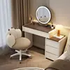 2025 Nuevo Tocador para Apartamento Pequeño Estilo Crema para Dormitorio Madera Maciza Moderno Sencillo Lujo Ligero Tocador y Armario Integrados
