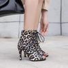 Sandalias Boca de Pez para Mujer, Primavera y Verano, Tacón Fino, Botines Cortos Calados, Zapatos de Tacón Alto con Cordones para Danza Jazz, Sandalias de Talla Grande