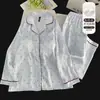 Pijama juvenil para casa em jacquard de seda gelada, de manga comprida, confortável, simples, macio, amigo da pele, roupa de estar