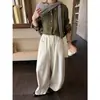 ICCIICC Outono Inverno Relaxado Perna Larga Balão Calça de Moletom Cintura Elástica Caimento Solto Casual Calças Femininas Nova 2851
