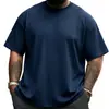 Camiseta Negra de Manga Corta de Peso Pesado para Hombre, Camiseta Básica Suelta de Cuello Redondo Estilo Americano, Camiseta de Color Sólido Talla Grande Venta al por Mayor de Fábrica