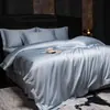 Juego de Cama de Cuatro Piezas de Algodón Egipcio de Fibra Larga Clase A para Uso Doméstico, Color Sólido, Corte con Borde Ancho, Satén de Algodón Puro, Juego de Cama de Algodón Puro