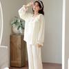 Algodón Nube Jacquard Primavera y Otoño Cuello Princesa Pijama Cardigan para Mujer Estilo Coreano Holgado Talla Grande Ropa para el Hogar Traje Delgado Otoño